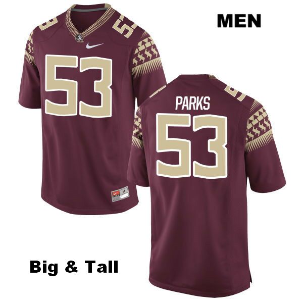 Men's NCAA Nike Florida State Seminoles #53 Jalen Parks College Big & Tall Red Stitched Authentic Football Jersey MGK6069AS